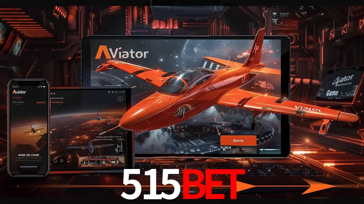 Apresentação tecnológica do jogo Aviator com um avião saindo da tela de um tablet, demonstrando a experiência imersiva em múltiplos dispositivos no 515bet.