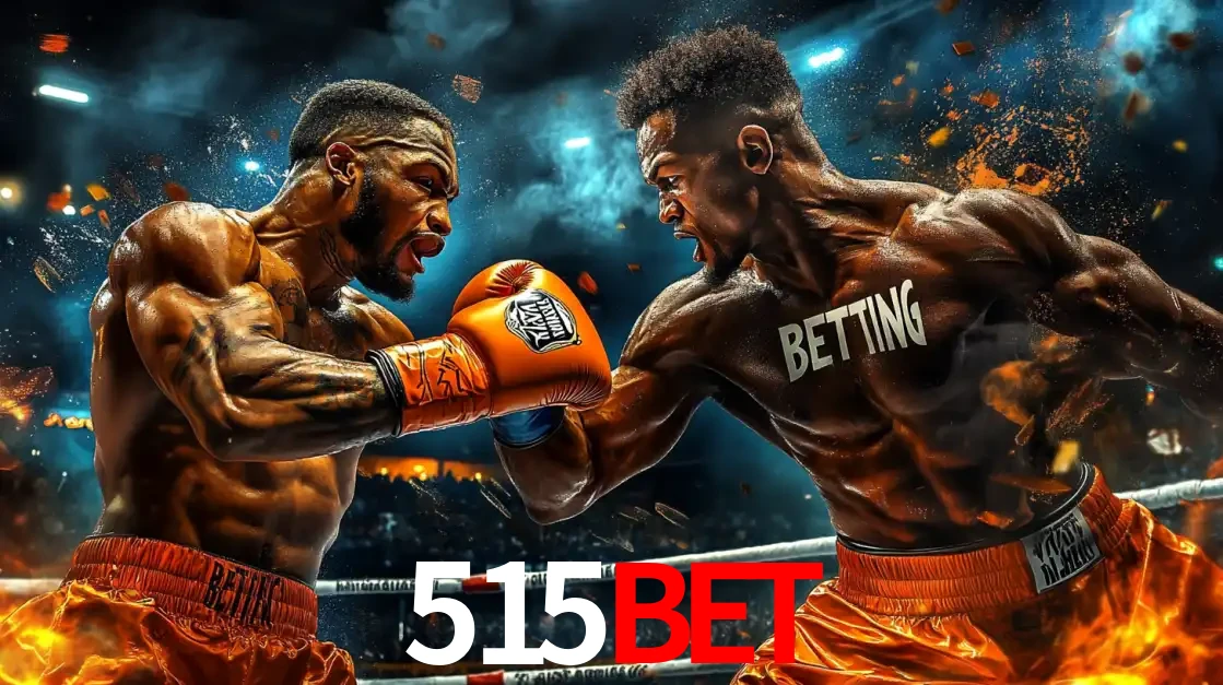 Dois boxeadores em uma luta intensa e explosiva, representando a adrenalina e as oportunidades de apostas em esportes de combate disponíveis na plataforma 515bet.