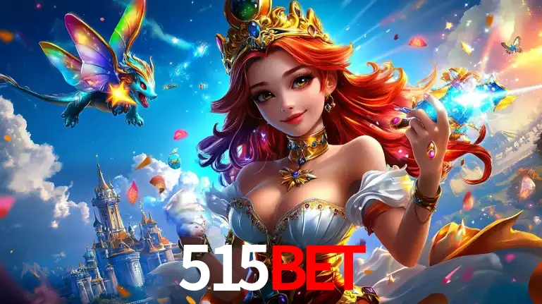 A princesa de um reino de fantasia mágico, com seu pequeno dragão, apresentando um mundo de prêmios encantados nos jogos de caça-níqueis do cassino 515bet.